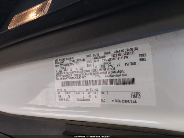 Продаж на аукціоні авто 2020 Ford Transit-350 Passenger Van Xl, vin: 1FBAX2Y8XLKB23372, номер лоту: 46075824