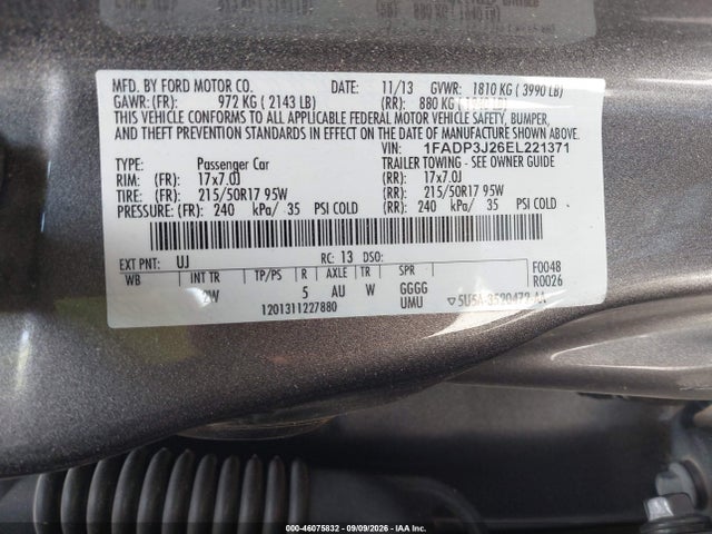 Продаж на аукціоні авто 2014 Ford Focus Titanium, vin: 1FADP3J26EL221371, номер лоту: 46075832