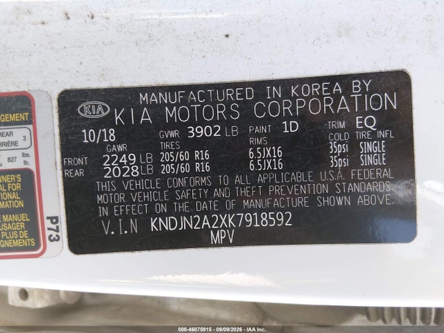 Продаж на аукціоні авто 2019 Kia Soul, vin: KNDJN2A2XK7918592, номер лоту: 46075915