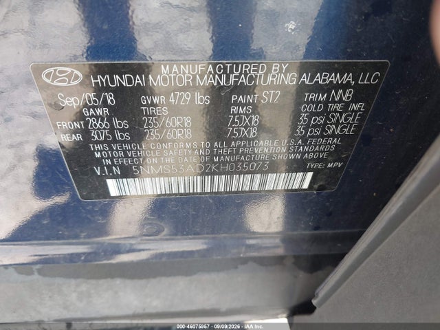 Hyundai Santa Fe Ultimate 2019 5NMS53AD2KH035073 Image 9