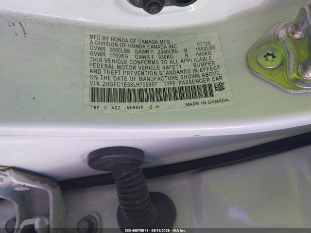 Продаж на аукціоні авто 2020 Honda Civic Si Sedan, vin: 2HGFC1E58LH705657, номер лоту: 46076011