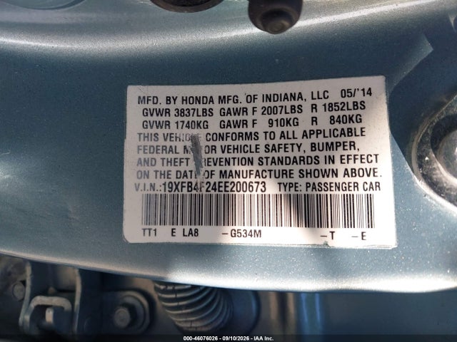 Honda CIVIC HYBRID 2014 19XFB4F24EE200673 Image 9