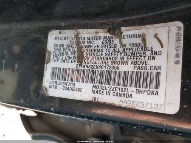 Продажа на аукционе авто 2004 Toyota Matrix Standard, vin: 2T1KR32EX4C172055, номер лота: 46076050