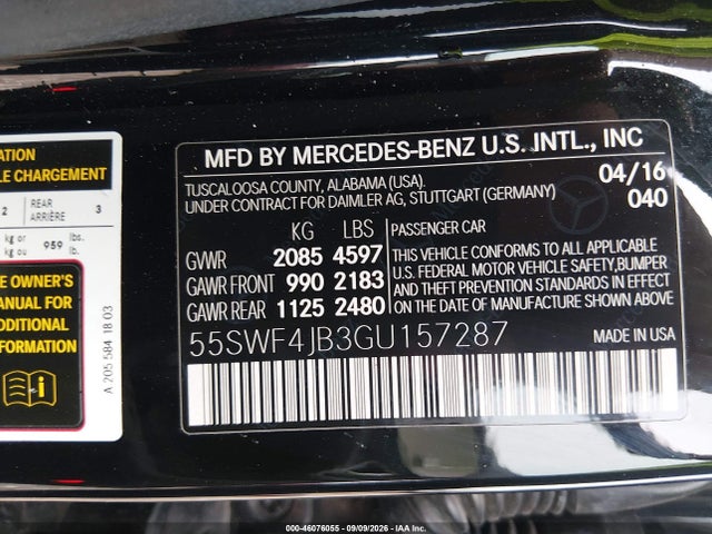 55SWF4JB3GU157287 Mercedes-Benz C 300