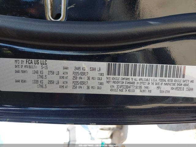 Продажа на аукционе авто 2015 Dodge Journey Sxt, vin: 3C4PDCBB4FT718195, номер лота: 46076060