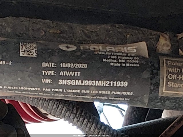 2021 Polaris General Xp 4 1000 Deluxe Ride Command მანქანა იყიდება აუქციონზე, vin: 3NSGMJ993MH211939, აუქციონის ნომერი: 46076071