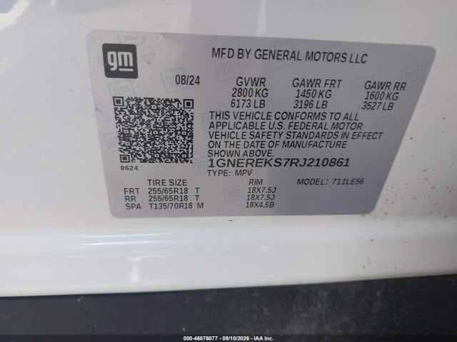 Продажа на аукционе авто 2024 Chevrolet Traverse Fwd Ls, vin: 1GNEREKS7RJ210861, номер лота: 46076077