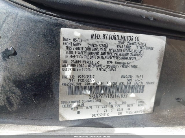 Продаж на аукціоні авто 2009 Ford Crown Victoria Police/police Interceptor, vin: 2FAHP71V19X141052, номер лоту: 46076123
