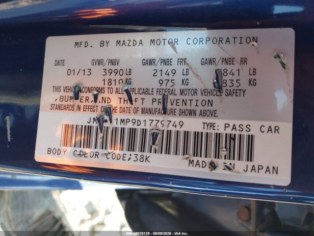 Auction sale of the 2013 Mazda Mazda3 I Grand Touring, vin: JM1BL1MP9D1779749, lot number: 46076129