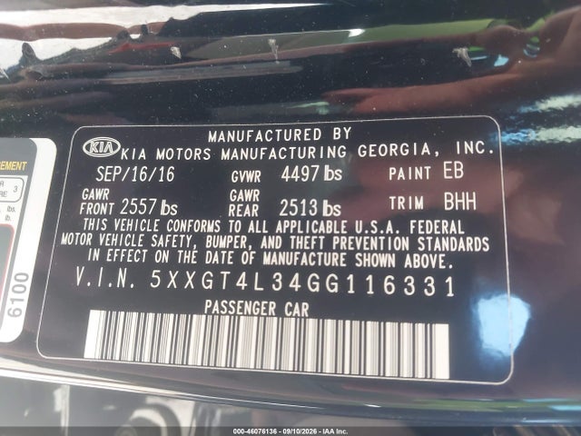 KIA Optima Lx 2016 5XXGT4L34GG116331 Image 9
