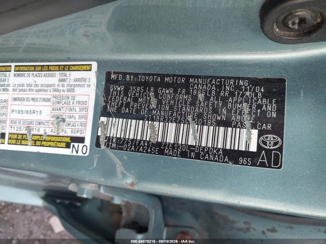Aukcja sprzedaży 2005 Toyota Corolla Ce, vin: 2T1BR32E75C410185, numer aukcji: 46076216