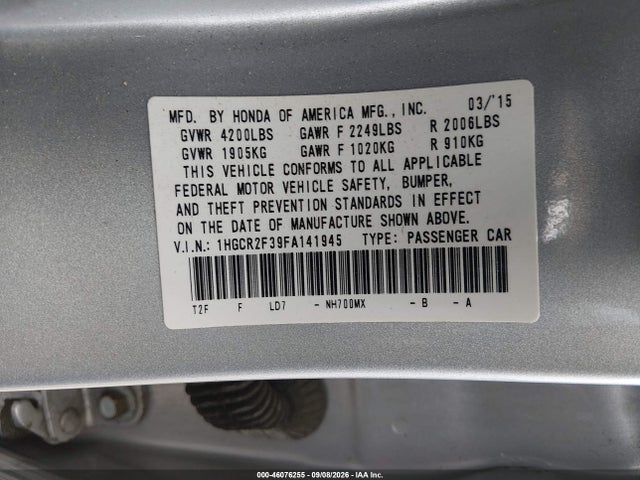 Honda ACCORD LX 2015 1HGCR2F39FA141945 Image 9