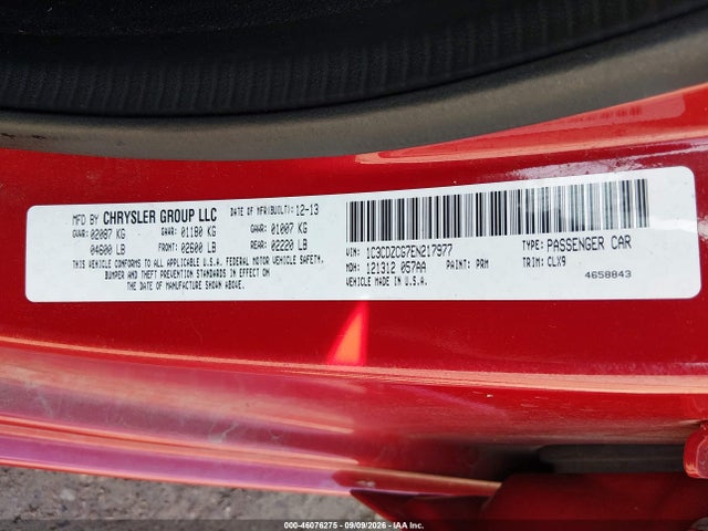 2014 Dodge Avenger Sxt მანქანა იყიდება აუქციონზე, vin: 1C3CDZCG7EN217977, აუქციონის ნომერი: 46076275