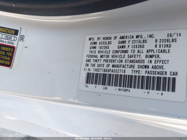 Продаж на аукціоні авто 2015 Honda Accord Ex-l, vin: 1HGCT1B89FA002718, номер лоту: 46076288