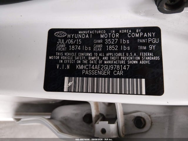 Aukcja sprzedaży 2016 Hyundai Accent Se, vin: KMHCT4AE2GU978147, numer aukcji: 46076306