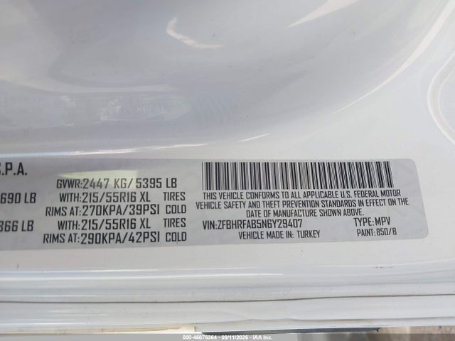 ZFBHRFAB5N6Y29407 RAM Promaster City Cargo Van