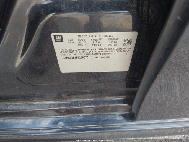 2015 Chevrolet Cruze Ltz მანქანა იყიდება აუქციონზე, vin: 1G1PG5SB8F7278076, აუქციონის ნომერი: 46076479