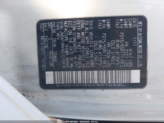 Aukcja sprzedaży 2011 Nissan Juke Sl, vin: JN8AF5MV4BT015919, numer aukcji: 46076487