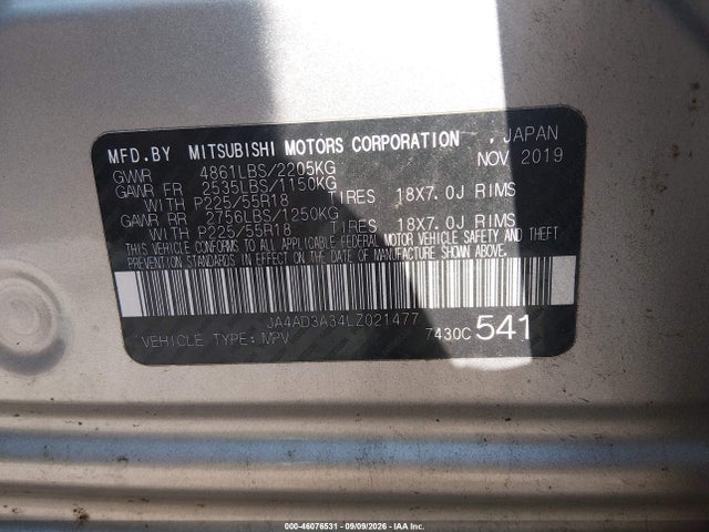 Aukcja sprzedaży 2020 Mitsubishi Outlander Sel 2.4, vin: JA4AD3A34LZ021477, numer aukcji: 46076531