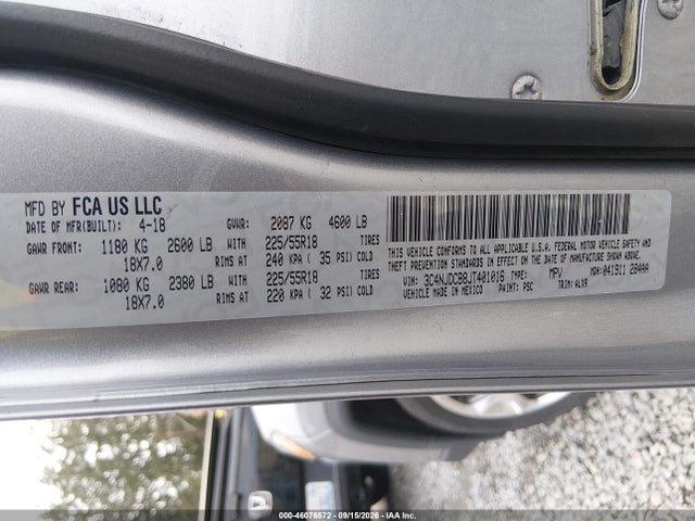 Продажа на аукционе авто 2018 Jeep Compass Limited 4x4, vin: 3C4NJDCB8JT401016, номер лота: 46076572