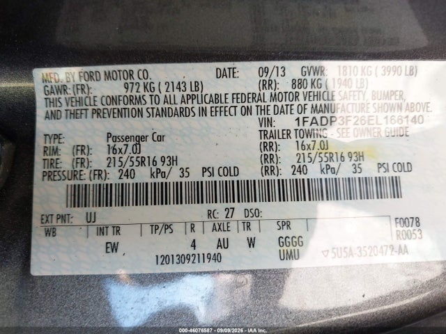 Продаж на аукціоні авто 2014 Ford Focus Se, vin: 1FADP3F26EL166140, номер лоту: 46076587