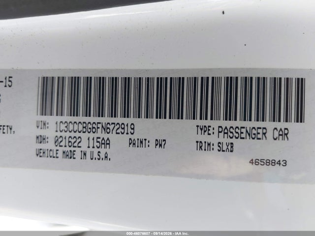 46076607 :رقم المزاد ، 1C3CCCBG6FN672919 vin ، 2015 Chrysler 200 S مزاد بيع