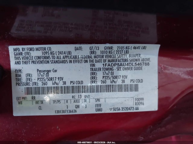 2013 Ford C-max Hybrid Se მანქანა იყიდება აუქციონზე, vin: 1FADP5AU4DL546788, აუქციონის ნომერი: 46076651