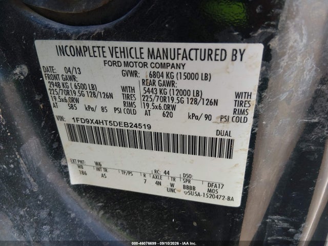 2013 Ford F-450 Chassis Xl მანქანა იყიდება აუქციონზე, vin: 1FD9X4HT5DEB24519, აუქციონის ნომერი: 46076699