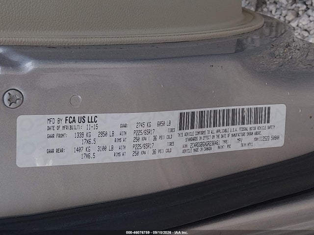 Aukcja sprzedaży 2016 Dodge Grand Caravan American Value Pkg, vin: 2C4RDGBGXGR236461, numer aukcji: 46076759