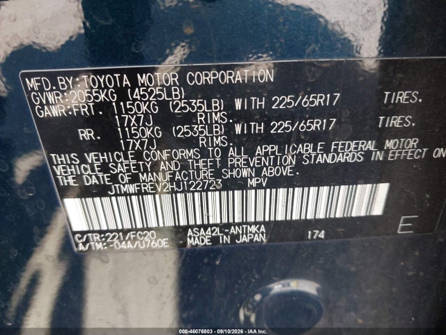 Toyota Rav4 Xle 2017 JTMWFREV2HJ122723 Image 9