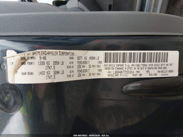Aukcja sprzedaży 2007 Jeep Grand Cherokee Laredo, vin: 1J8GR48K77C531814, numer aukcji: 46076853