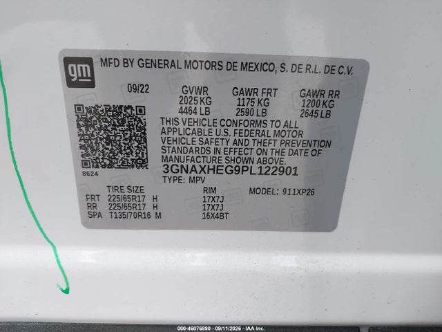 2023 Chevrolet Equinox Fwd Ls მანქანა იყიდება აუქციონზე, vin: 3GNAXHEG9PL122901, აუქციონის ნომერი: 46076890
