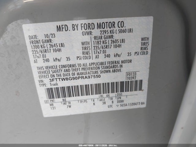 Aukcja sprzedaży 2023 Ford Maverick Xlt, vin: 3FTTW8G90PRA97550, numer aukcji: 46076906