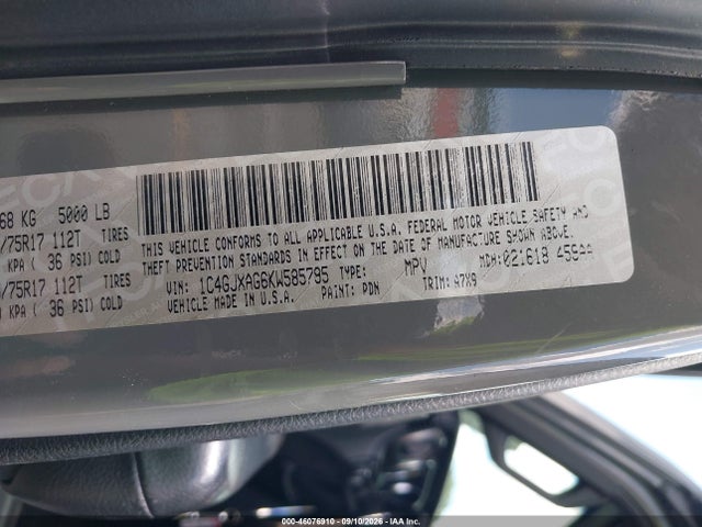 Auction sale of the 2019 Jeep Wrangler Sport S 4x4, vin: 1C4GJXAG6KW585795, lot number: 46076910