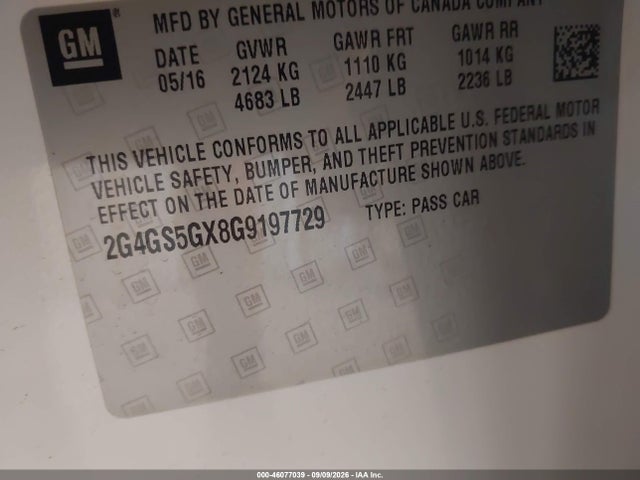 Продажа на аукционе авто 2016 Buick Regal Turbo Premium Ii, vin: 2G4GS5GX8G9197729, номер лота: 46077039