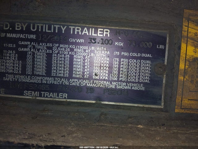 2015 Utility Trailer Mfg Flatbed მანქანა იყიდება აუქციონზე, vin: 1UYFS2485FA147919, აუქციონის ნომერი: 46077094