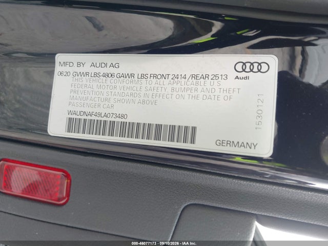 Продажа на аукционе авто 2020 Audi A4 Premium 45 Tfsi Quattro S Tronic, vin: WAUDNAF49LA073480, номер лота: 46077173