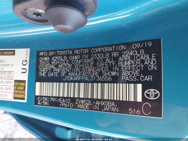 2020 Toyota Prius Prime Limited მანქანა იყიდება აუქციონზე, vin: JTDKARFPXL3136556, აუქციონის ნომერი: 46077178