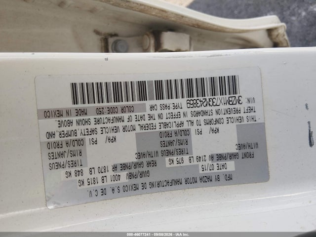 46077241 :رقم المزاد ، 3MZBM1X73GM243859 vin ، 2016 Mazda Mazda3 I Grand Touring مزاد بيع