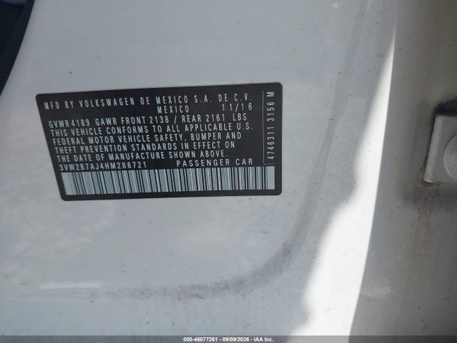 46077261 :رقم المزاد ، 3VW2B7AJ4HM286721 vin ، 2017 Volkswagen Jetta 1.4t S مزاد بيع
