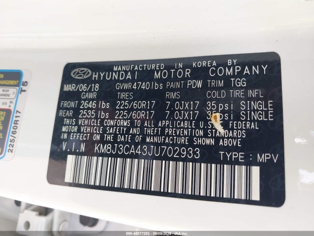 Hyundai TUCSON SEL 2018 KM8J3CA43JU702933 Image 9