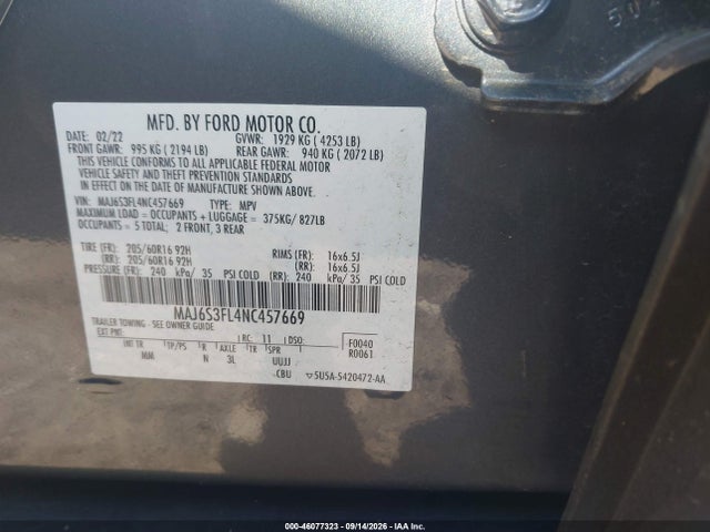 Ford ECOSPORT S 2022 MAJ6S3FL4NC457669 Image 9