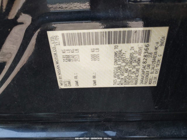 Продажа на аукционе авто 2010 Nissan Maxima 3.5 Sv, vin: 1N4AA5AP5AC828366, номер лота: 46077345