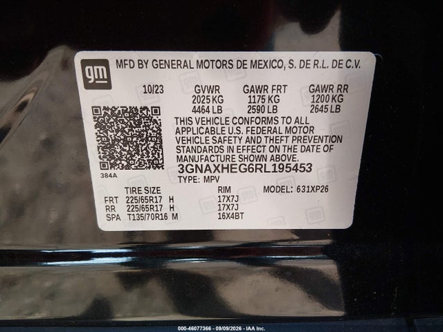 Aukcja sprzedaży 2024 Chevrolet Equinox Fwd Ls, vin: 3GNAXHEG6RL195453, numer aukcji: 46077366