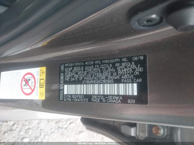 Продаж на аукціоні авто 2019 Toyota Corolla Le, vin: 2T1BURHE0KC161345, номер лоту: 46077442