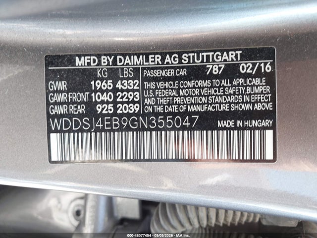Продажа на аукционе авто 2016 Mercedes-benz Cla 250, vin: WDDSJ4EB9GN355047, номер лота: 46077454