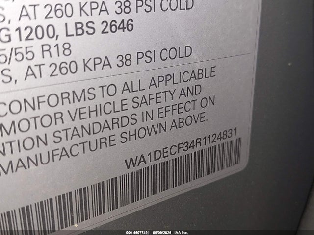 46077491 :رقم المزاد ، WA1DECF34R1124831 vin ، 2024 Audi Q3 Premium 45 Tfsi S Line Quattro Tiptronic مزاد بيع