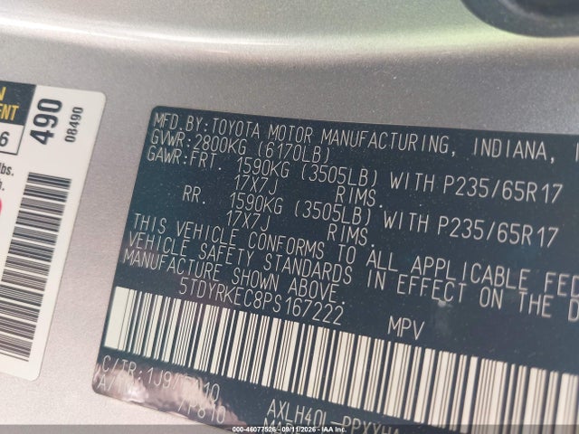 Продаж на аукціоні авто 2023 Toyota Sienna Xle, vin: 5TDYRKEC8PS167222, номер лоту: 46077526
