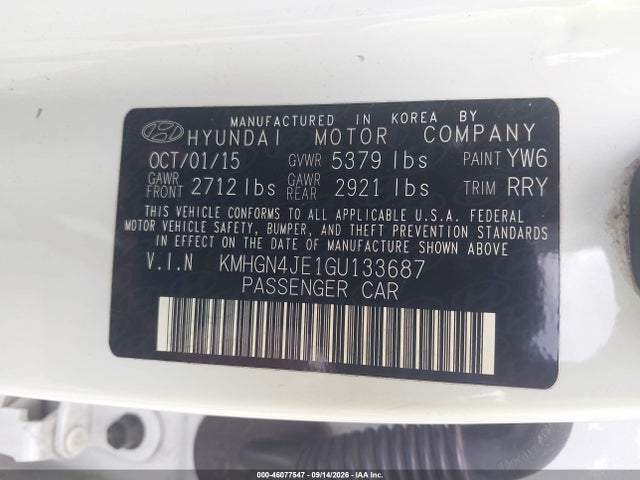 KMHGN4JE1GU133687 Hyundai Genesis 3.8