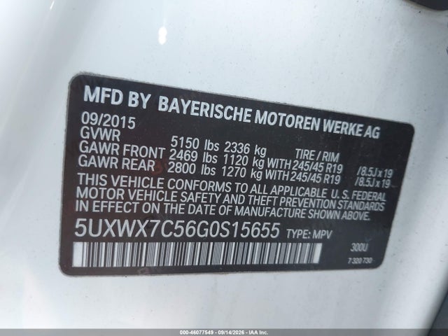 5UXWX7C56G0S15655 BMW X3 Xdrive35i